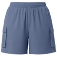 thumbnail image 5 of CQONEPT Plus Size Cargo Shorts for Womens Drawstring Elastic Waist Shorts Summer Fshion Clothes with Pockets Light Blue 3XL, 5 of 6