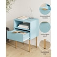 thumbnail image 3 of Nightstand,Mid-Century Modern Bedside Table with Storage Drawer and Open Wood Shelf,Small Gold Frame Side Table for Bedroom,Living Room,, 3 of 8