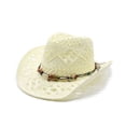 thumbnail image 3 of Shadoumai Cowgirl Hat for Women Men Western Cowboy Hat Woven Hollow Out Wide Brim Sun Hat with Chin Strap, 3 of 4