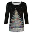 thumbnail image 5 of VKOYWKM Women's Fall Shirts Christmas 3/4 Sleeve Tops Xmas Tree Graphic T Shirts Holiday Party Crew Neck T-Shirts Loose Fit Christmas Gifts Tunic Top, 5 of 5