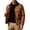Coffee, variant on Men's Solid Contrast Corduroy Collar Zip up Jacket Winter Warm Quilted Lining Casual Long Sleeve Work Coat with Multi Pockets