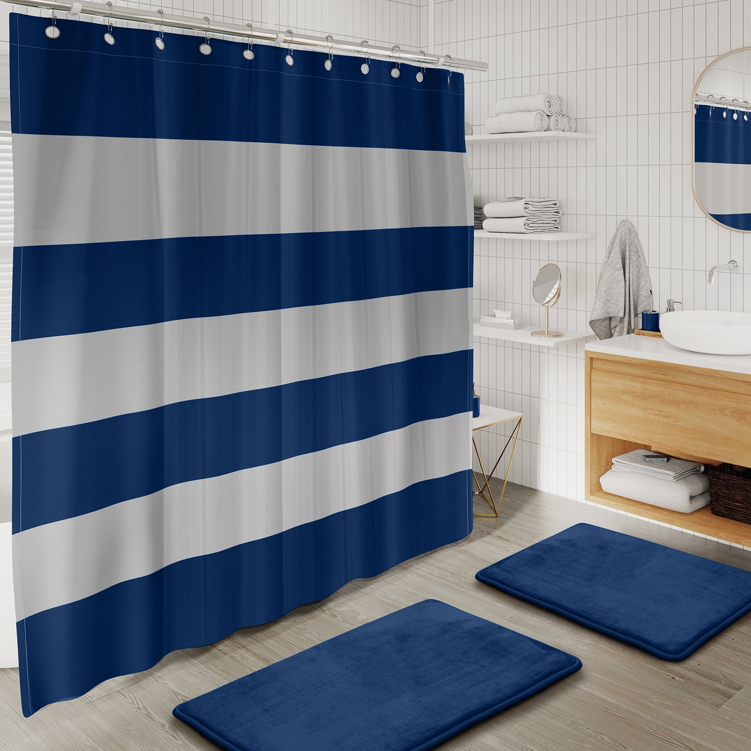 Hearth & Harbor 20 Piece Bathroom Accessories Set, Navy Blue Bathroom Decor Set