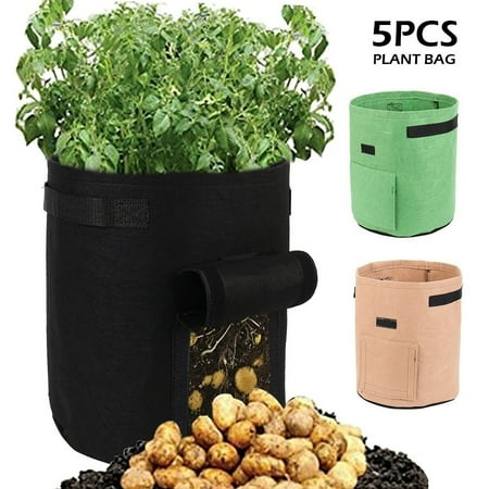 Gardening On A Patio 5PCS Home Gardening PE Planting Bag Vegetable Potato Tomato Balcony Patio Grow Bags Plant Containers Pots & Planters ()