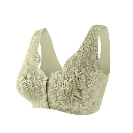 Crunowin Women s Front Closure Bra  Wire Free Comfort Durable Plus Size Push Up Full Coverage Everyday Underwear Green L