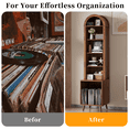 thumbnail image 6 of Lisicues Record Player Stand Bookshelf, 6-Tier Arched Storage Cabinet Display Cabinet with Vinyl Storage, Holds Up 150+ Albums Walnut, 6 of 9