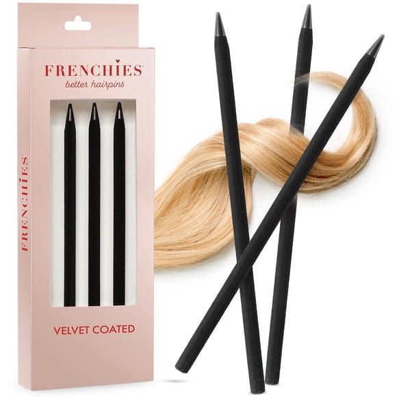 Frenchies French Twist - Palillos chinos para el pelo ultra flocados, extra suaves, para mujeres, niñas, adolescentes, moños, bailarinas, accesorios de boda para peinados recogidos, paquete de 3, colo