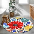 thumbnail image 3 of Round Rugs 3Ft, Spring Floral Round Area Rug Washable Indoor Throw Carpet, Watercolor Botanical Flowers Summer Small Non Slip Circle Rug for Bedroom Living Room Home Decor Aesthetic, 3 of 8
