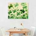 thumbnail image 2 of Nawypu St. Patrick's Day Canvas Wall Art Framed Wall Decoration Lucky Clover Wall Oil Paintings Leaves Green Nature Aesthetic Wall Artwork Ready to Hang Wall Pictures for Living Room Bedroom Decor, 2 of 6