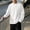 White, variant on Men's Waffle Textured Knit Deep V Neck Shirt, Loose Fit Long Sleeve Pullover Oversized Sweatshirt, Breathable Spring Fall Everyday Sport Top Gray