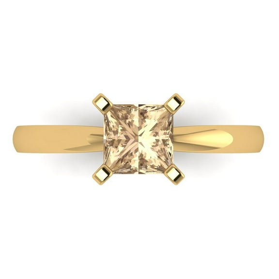 Solitaire Engagement Ring for Women - 1ct Yellow Moissanite in 14K Yellow Gold Promise Ring