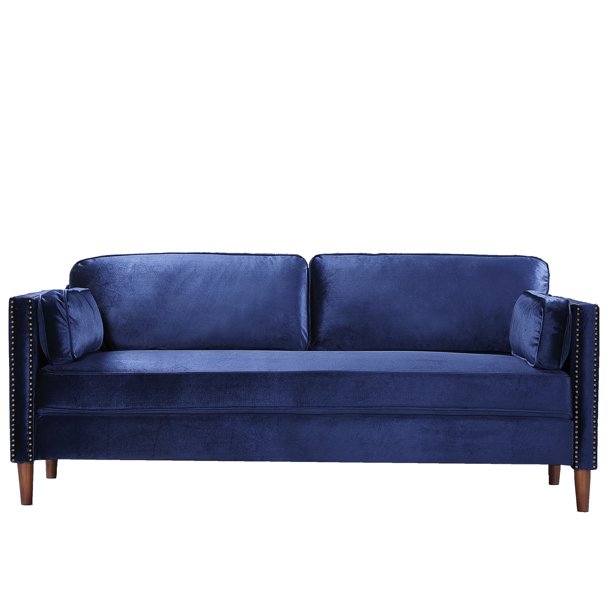Legend Furniture Comfortable Velvet Sofa Bed Sleeper Sofabed, Blue