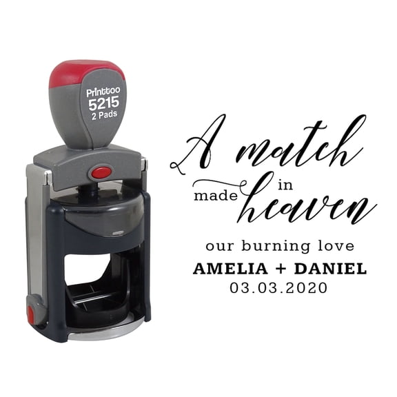 Printtoo Personalized Heavy Duty Black Self Inking Wedding Favor Round Rubber Stamp A Perfect Match Made In Heaven Custom Stamper-45 mm
