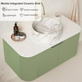 thumbnail image 4 of 24" Floating Bathroom Vanity with Sink, Wall Mounted Bathroom Cabinet with Ultra-Thin Marble Sink and Countertop, Large Drawer for Ample Storage Space, No Assembly Required, Light Green, 4 of 6
