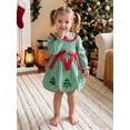 thumbnail image 5 of RUINIXCW Toddler Baby Girl Christmas Outfit Plaid Gingham Smocked Dress Infant Girls Fall Winter Clothes Long Sleeve Doll Collar Embroidery Bow Dress, 5 of 10