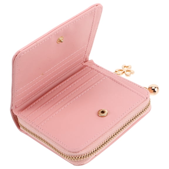 AURARMLET Pink PU Coin Pouch Card Holder for Women's Zipper Closure, Handheld Convenience, Versatile Use