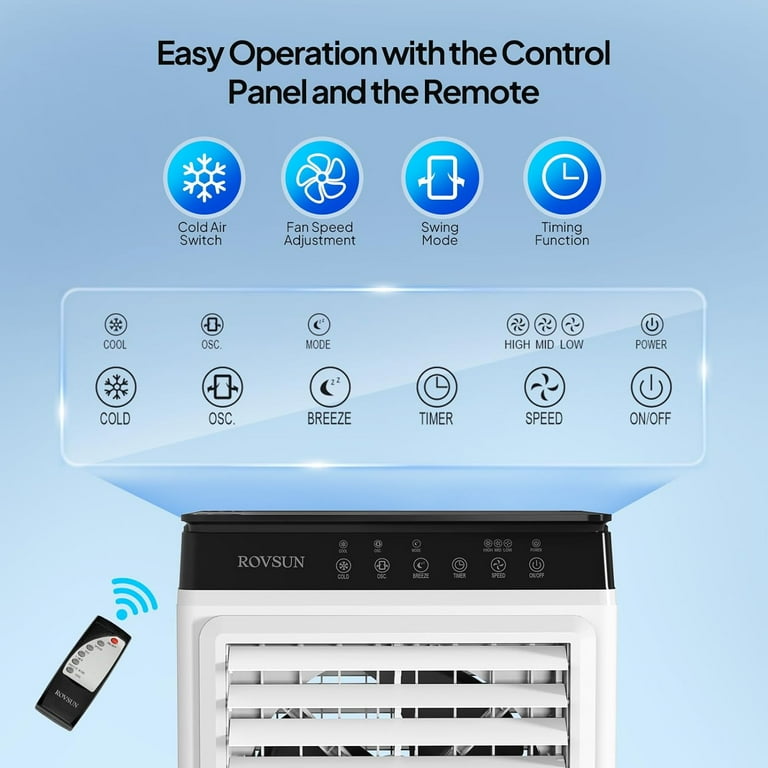 ROVSUN Portable AC, 2300CFM Air Cooler, 3 Speed, 12H Timer ROVSUN Portable AC, 2300CFM Air Cooler, 3 Speed, 12H Timer
