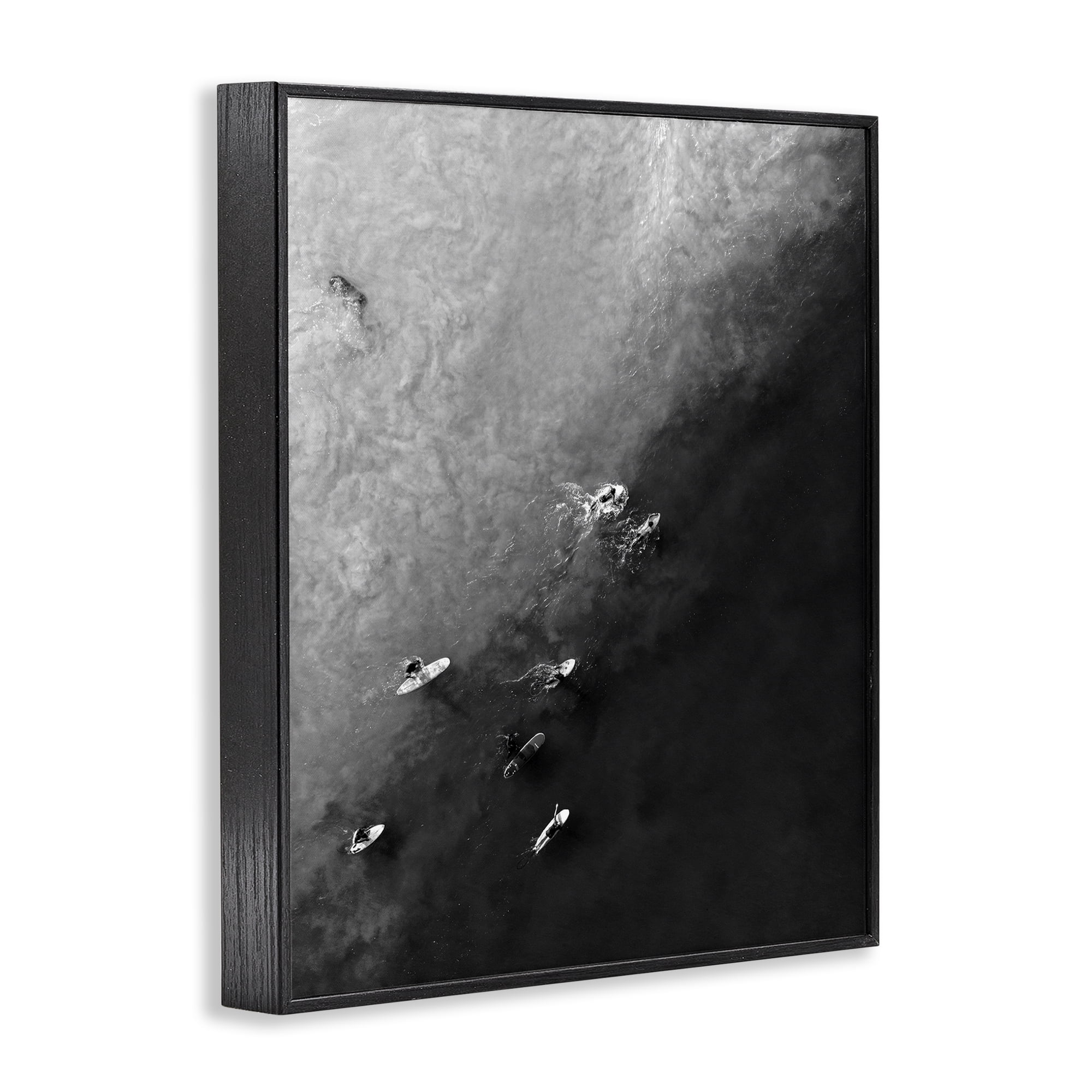Stupell Industries Aerial Paddling Surfboards Sports Photography Black Framed Art Print Wall Art, 11 x 14