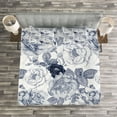 thumbnail image 3 of Ambesonne Shabby Flora Quilted Bedspread Set 3 Pcs, Garden Spring Roses, King Size, Blue Grey and White, 3 of 3