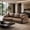 Brown, variant on Meeyar 122" Luxury Genuine Top Grain Leather Sofa, Solid Wood Frame Living Room Couch, Black