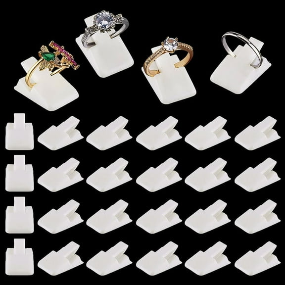 1 Set 36Pcs Plastic Ring Holder Ring Display Stand Rectangle White 2.4x1.65x1cm