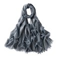 thumbnail image 2 of Eoperou Women Scarf Retro Shiny Tassel Solid Color Headscarf Wide Long Decorative Windproof Glossy Washable Lady Shawl Clothes Accessory, 2 of 8