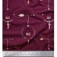 thumbnail image 1 of Soimoi Purple Silk Fabric Dot,Arrow & Save The Date Text Print Fabric by the Yard 42 Inch Wide, 1 of 3