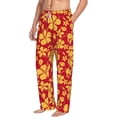 thumbnail image 2 of Uemuo Red Vintage Flowers Pattern Men's Wide Leg Palazzo Lounge Pants with Pockets Light Weight Loose Comfy Casual Pajama Pants-Medium, 2 of 9