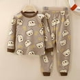 thumbnail image 2 of Odeerbi Kids Boys Girls Cotton Clothes Spring Fall Outfits Set Printing Pajamas Two Piece Sleepwear Set Newborn Underwear Set Brown, 2 of 4