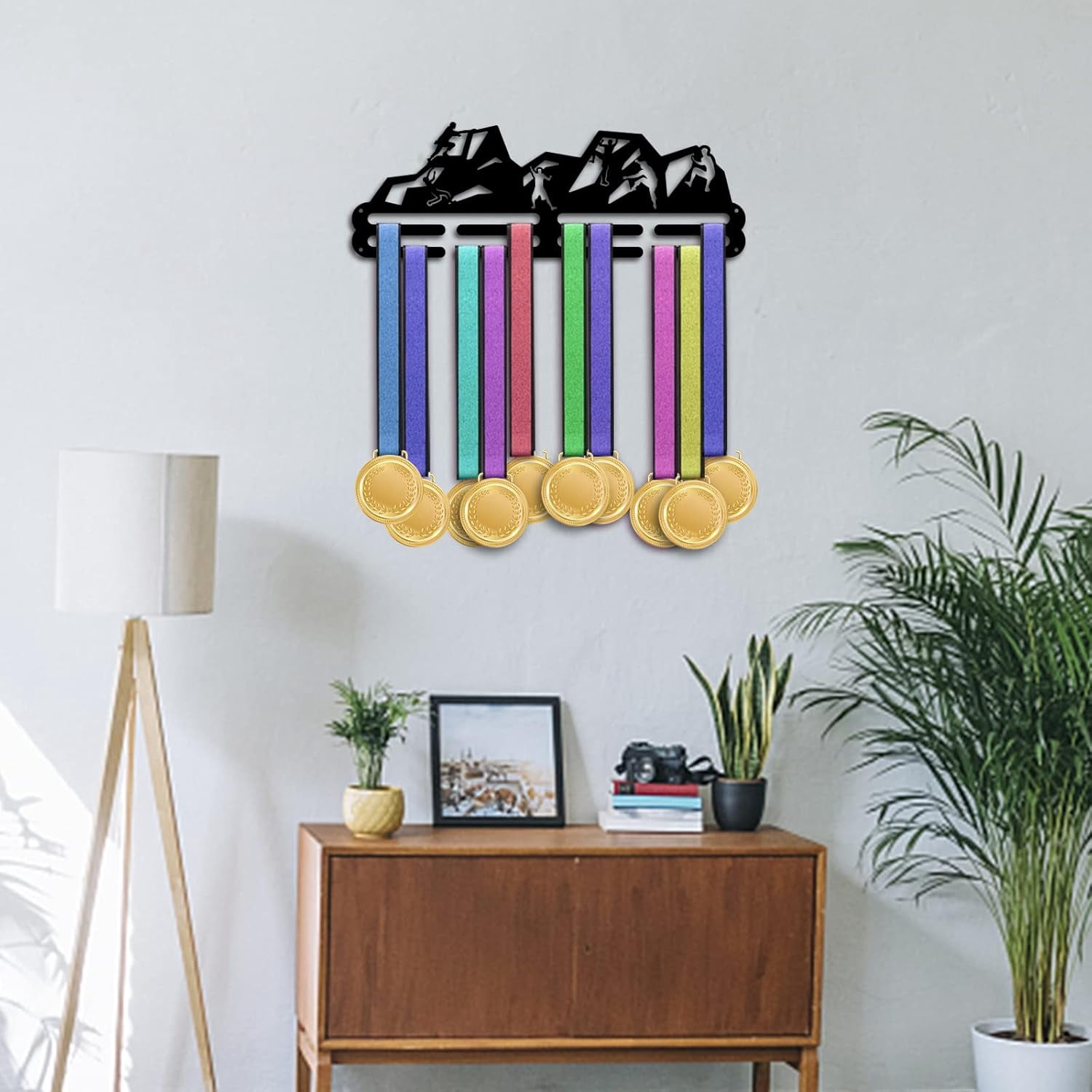 Rock Climbing Medal Hanger Holder Mountain Pattern Ribbon Hanger Tiered Medal Hanger Sport Award Ribbon Cheer Rack Wall Mount Metal Frame for Over 50 Medals 15.75 Inch Making DIY