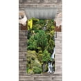 thumbnail image 3 of Ambesonne East Quilted Bedspread Set 2 Pcs, Trees Foliage Rock Garden, Twin Size, Green White, 3 of 3