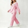 thumbnail image 5 of ITSAME Teen Girls Sleepwear Outfits 2-Piece Cotton Plaid Ruffle Long Sleeve Top and Pants Spring Fall Loungewear Set Pink Size 5T, 5 of 9