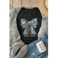 thumbnail image 2 of Women's Black Rhinestone Bowknot Crew Neck Graphic T-Shirt | [ZhiHiMeRi] | (US 20-22)2XL, 2 of 7