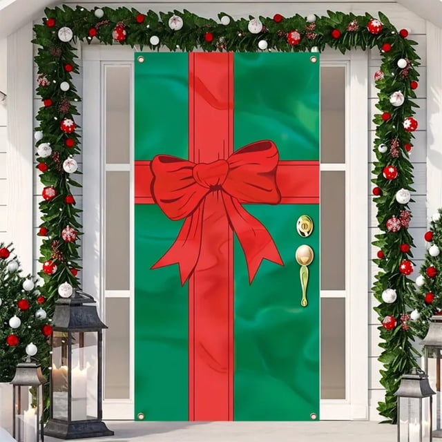 Seyotauo Christmas Snowman Door Cover Decorations Christmas Front Door Banner Backdrop Xmas Party Photography Background Holiday Door Cover Outdoor Home Indoor School Winter Year Decor,70x35 inch