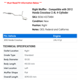 thumbnail image 2 of Right Muffler - Compatible with 2012 Honda Crosstour 2.4L 4-Cylinder, 2 of 2