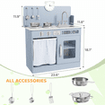 thumbnail image 3 of TLSUNNY Kids Play Kitchen, Wooden Toy Kitchen Playset with 5PCS Utensils, Cabinet, Hooks, Knobs & Sink, Ideal Gift for Toddler, 3 of 9