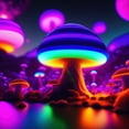 thumbnail image 4 of Stephen Chambers 20x20 Black Modern Wood Framed Wall Art Titled - Unreal Neon Mushrooms Three, 4 of 6