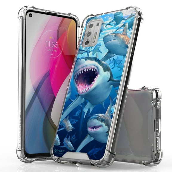 ANJ  Hybrid Slim Hard Back Cover Case Flexible Bumper for Motorola Moto G Stylus 2021 - Sharks