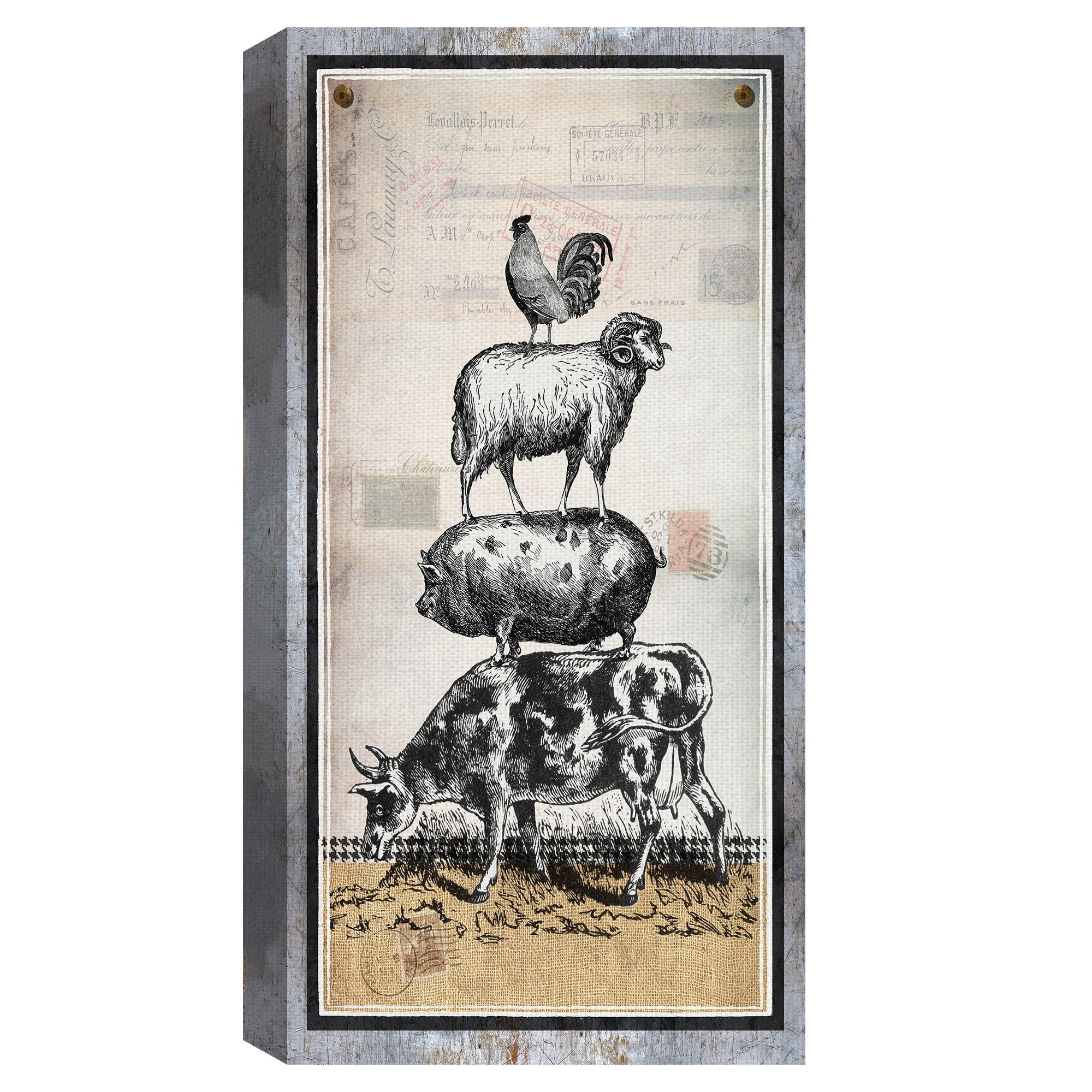 Masterpiece Art Gallery Farm Animals Stacked By Lynnea Washburn Canvas Art Print 24" x 48"