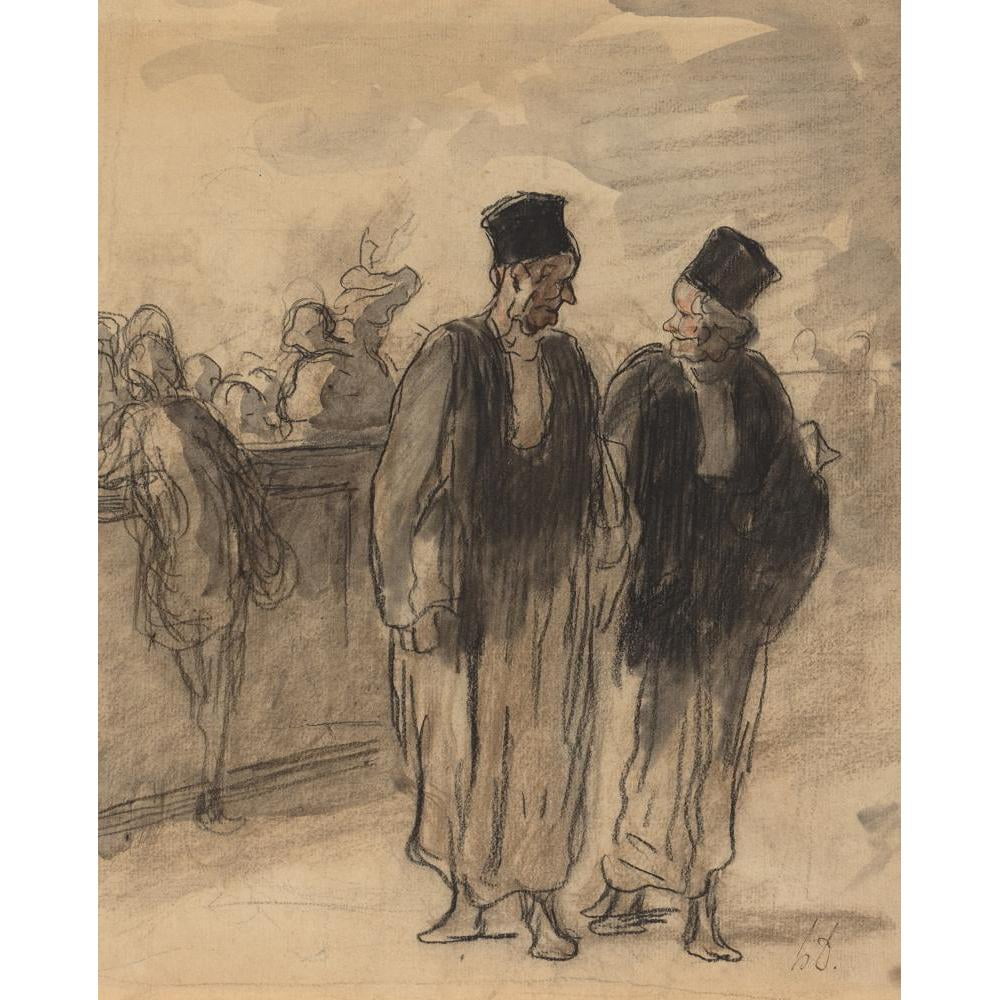 Honoré Daumier 15x18 Black Modern Framed Museum Art Print Titled - Two Lawyers