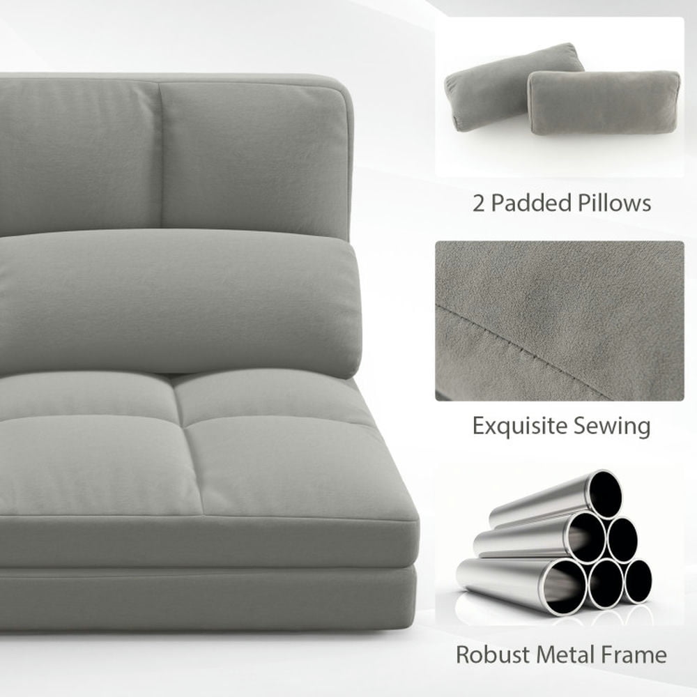 Finihen Floor Sofa, Adjustable Folding Floor Sofa Bed, Floor Sofa Bed with 6 Positions Adjustable Backrest Skin-friendly Velvet Cover, for Living Room, Bedroom, Light Gray Finihen Floor Sofa, Adjustable Folding Floor Sofa Bed, Floor Sofa Bed with 6 Positions Adjustable Backrest Skin-friendly Velvet Cover, for Living Room, Bedroom, Light Gray