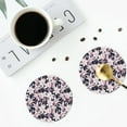 thumbnail image 4 of Easygdp Lilies Flowers or Leather Coasters Set of 4 Coaster, Non-Slip, Heat Resistant for Home, Office, Kitchen (Round,Square,Octagon,Hexagon)-Round Shape, 4 of 6