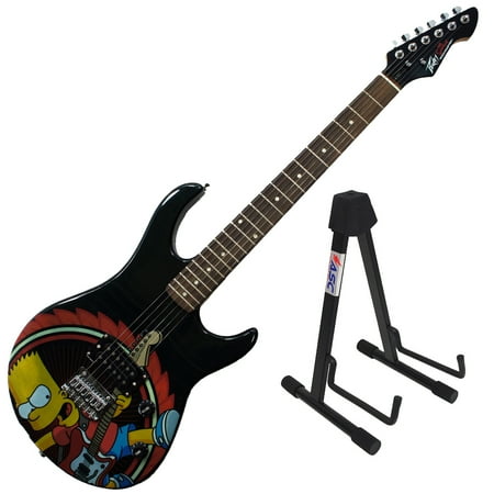 Peavey Rockmaster Full Size Simpsons Characters 21 Fret Electric Guitar & Stand