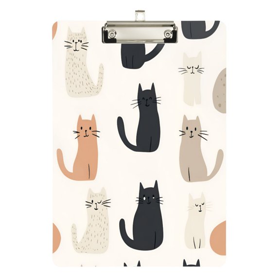 FORMRS Acrylic Clipboard with Low Profile Clip Standard A4 Letter Size, 12.5" x 9", Cute Cartoon Cats