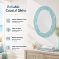 thumbnail image 5 of Head West Mosaic Printed Reeded Tiled Sea Glass Aqua Blue Oval Wall Mirror Decor 23x29", 5 of 9