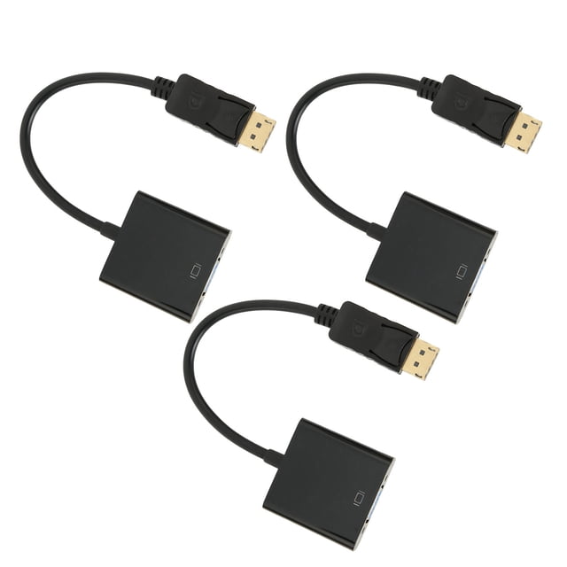 Adaptador DP a VGA de 3 piezas 1920 x 1080 FHD 60 Hz, diseño compacto chapado en oro, adaptador DisplayPort a VGA para computadora portátil de escritorio