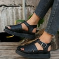 thumbnail image 5 of Viluyesy Womens Roman Sandals, Soft Sole Ankle Buckle Closed Toe Summer Casual Flat Shoes Black, 5 of 8