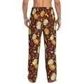 thumbnail image 2 of Bixox Men's Pumpkin Leaf Daisy Patterned Pajama Pants with Pockets Lounge Clothes for Home, 2 of 5
