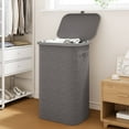 thumbnail image 4 of BGTREND Slim Laundry Hamper with Lid 110L Foldable Clothes Basket with Removable Mesh Bag & Handle for Closet Bathroom Bedroom (Gray), 4 of 7