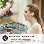 New Bee 2PC Bluetooth Headphones V5.0 Wireless (24H Talk Time/180D Standby) w/Mic, Dual Device Connectivity for iPhone/Android/Samsung/Laptop, Business Trucker Headsets,White