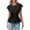 A-Black139, variant on Women Blouse Round Neck Flutter Short Sleeve Smocked Waist Tops Summer Ruffle Sleeve Waist Peplum Fitted Blouses For Ladies